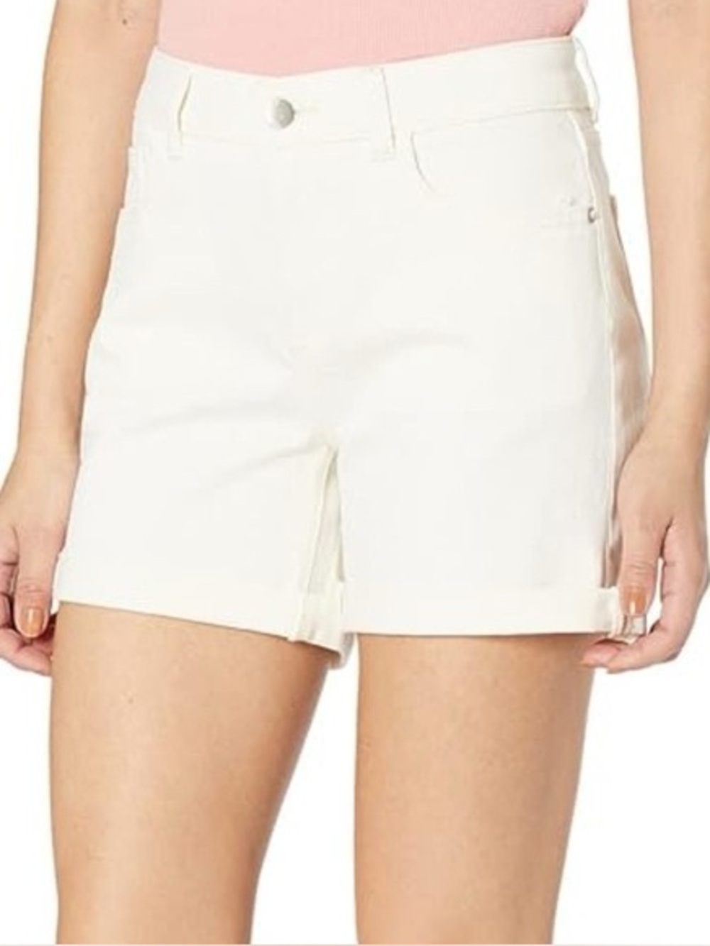 DL1961 Karlie Boyfriend Shorts Eggshell Rolled Hem Stretch Denim Shorts 32